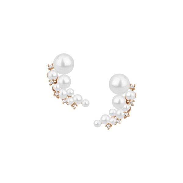 Brinco Pérolas com Safiras Brancas