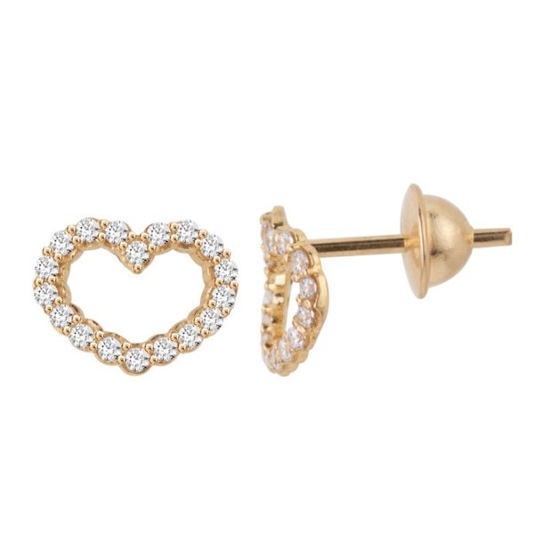 Brinco Coração com Pedras