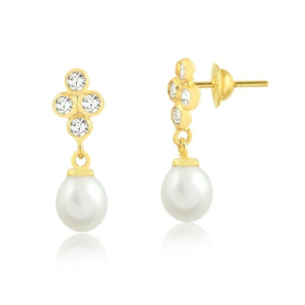 Brinco Pérola e Pedras