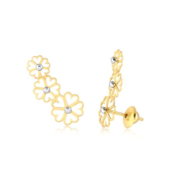 Brinco Trio de Flor com Pedras