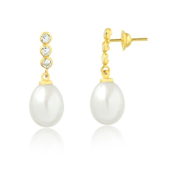 Brinco Três Pedras e Pérola