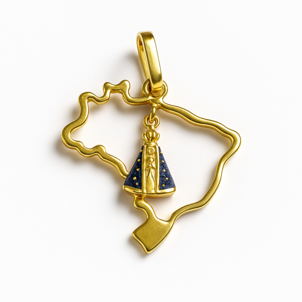 Pingente Nossa Senhora Aparecida com Safiras