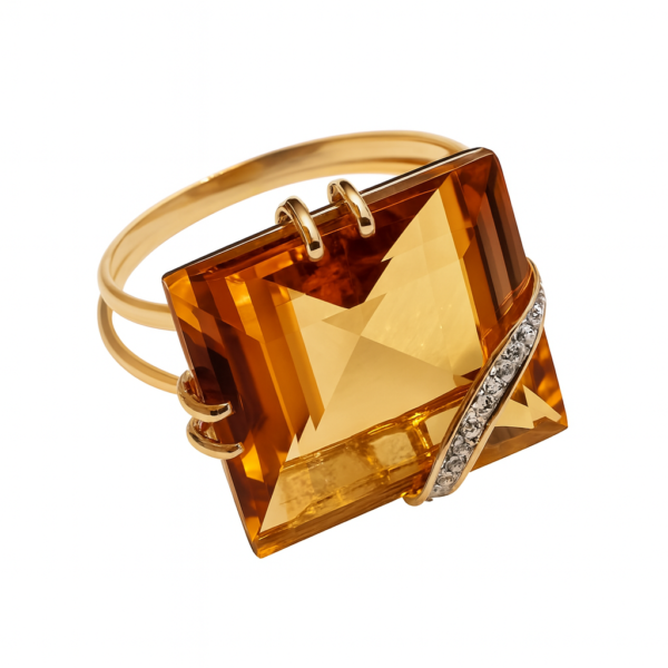 Anel Pedra Natural Quadrada