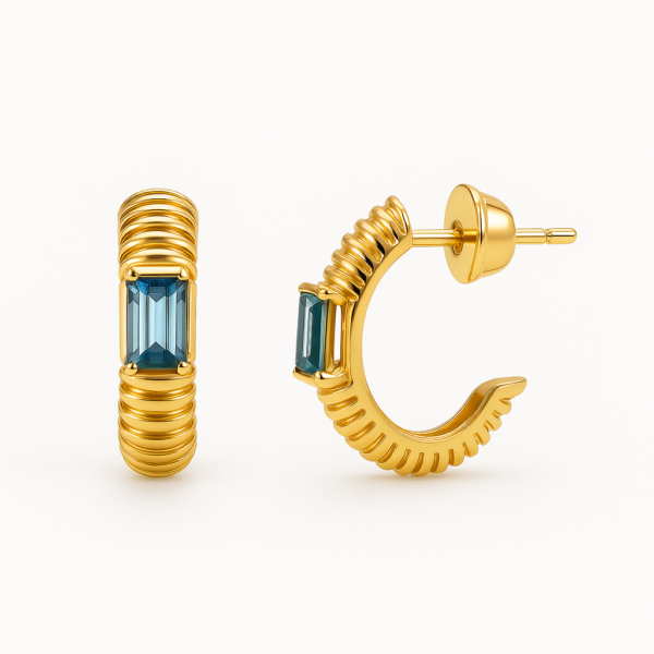 Brinco Argola Fios com Topázio