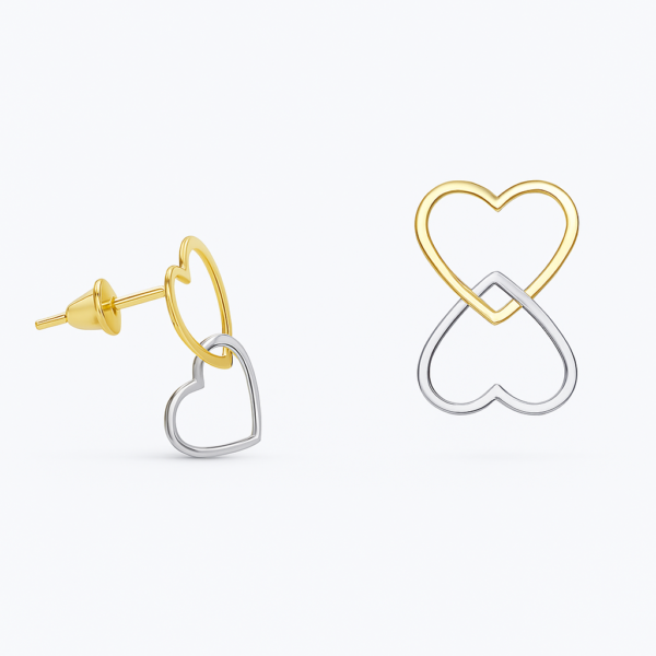 Brinco Corações Bicolor