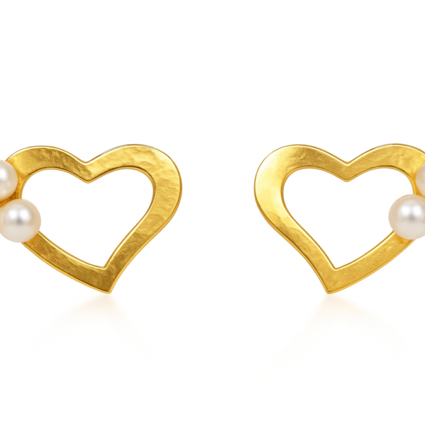 Brinco Coração com Pérolas