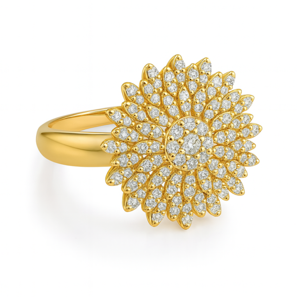 Anel Chuveiro Flor com Brilhantes