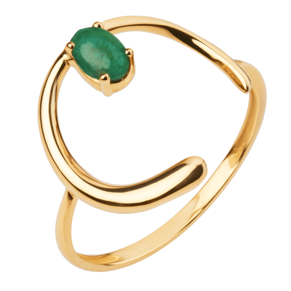 Anel Meio Círculo com Crisopázio