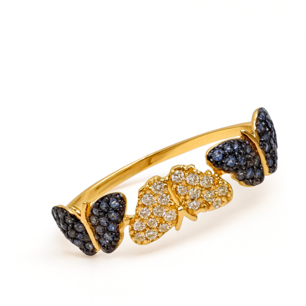 Anel 3 Borboletas com Pedras