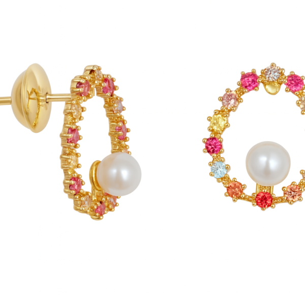 Brinco com Pérola e Safiras