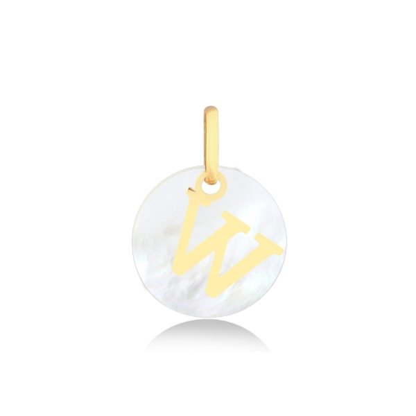 Pingente Letra W com Madrepérola