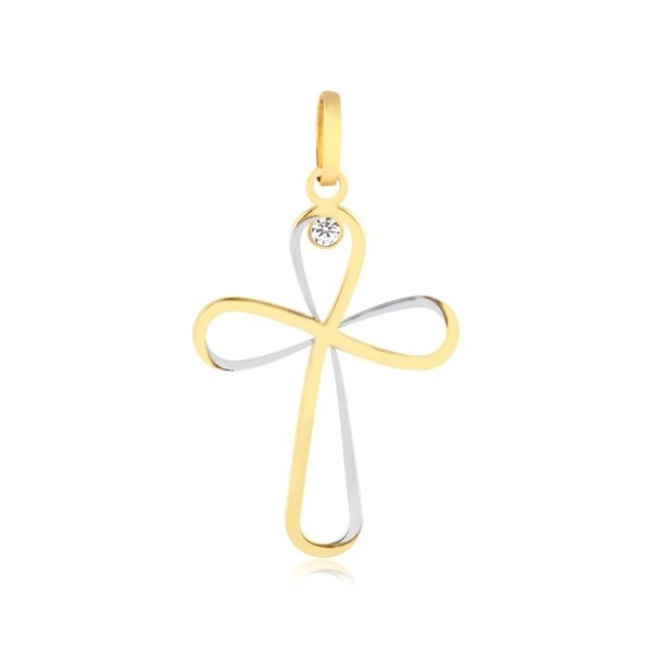 Pingente Cruz Infinito Bicolor