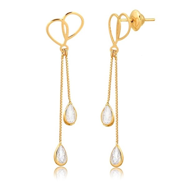Brinco Gota Dupla Veneziana e Pedras