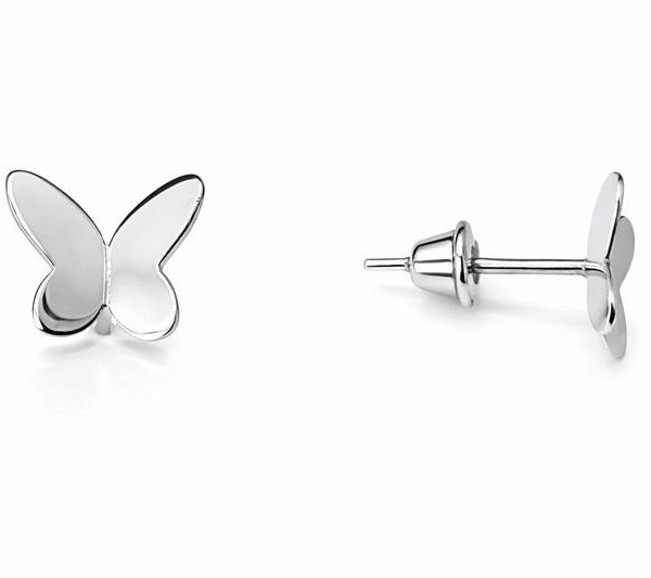 Brinco Borboleta Dobrada em Ouro Branco