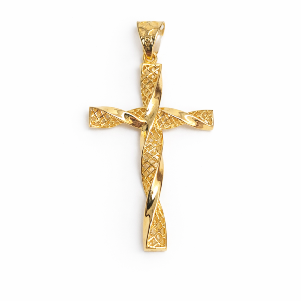 Pingente Cruz Diamantada Torcida