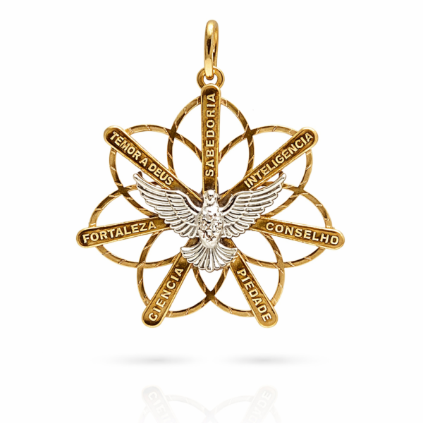 Pingente Espírito Santo 7 Dons com Brilhantes