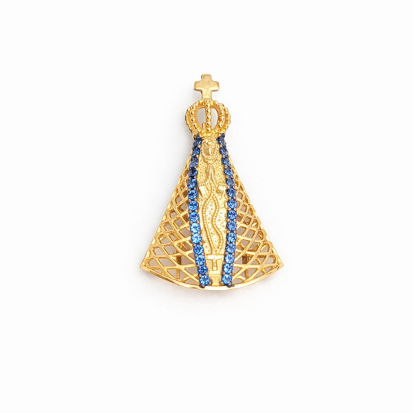 Pingente Nossa Sra. Aparecida Fios com Pedras