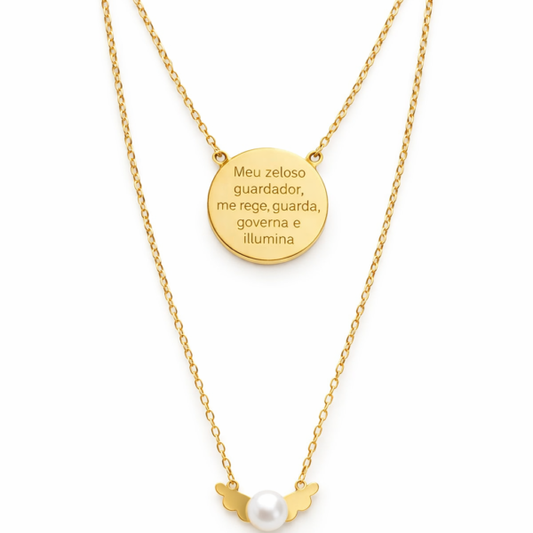 Escapulário Santo Anjo com Pérola