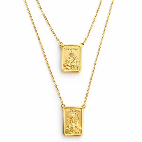 Escapulário Cartier Medalha Quadrada