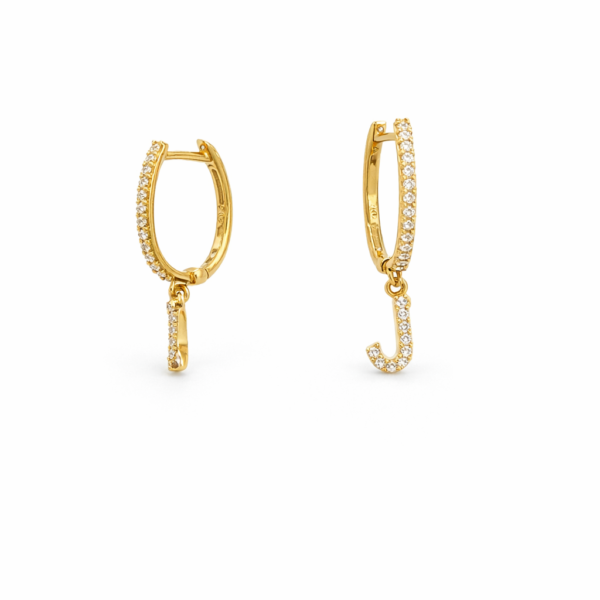 Argola Oval com Letra J e Pedras