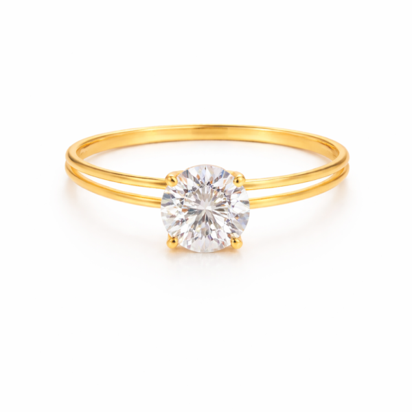 Anel Solitário Cálice Aro Duplo